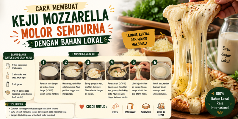 Cara Membuat Keju Mozzarella Molor Sempurna dengan Bahan Lokal