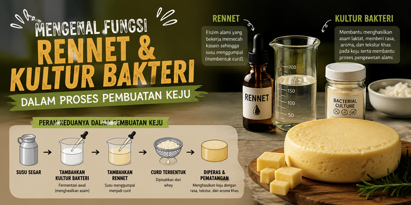 Mengenal Fungsi Rennet dan Kultur Bakteri dalam Proses Pembuatan Keju