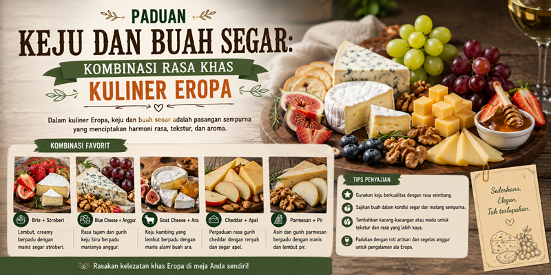Paduan Keju dan Buah Segar Kombinasi Rasa Khas Kuliner Eropa