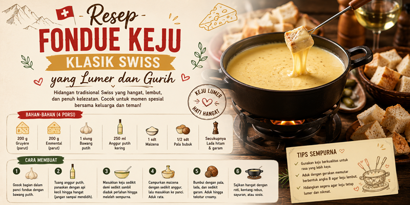 Resep Fondue Keju Klasik Swiss yang Lumer dan Gurih