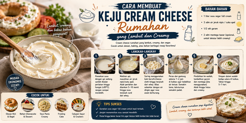 Cara Membuat Keju Cream Cheese Rumahan yang Lembut dan Creamy