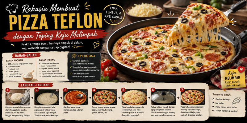 Rahasia Membuat Pizza Teflon dengan Toping Keju Melimpah